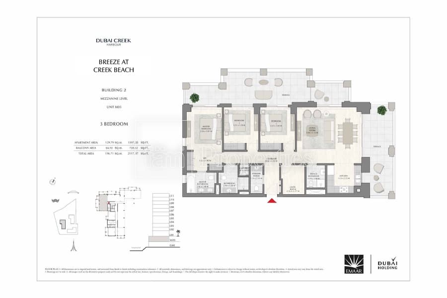 Breeze at Creek Beach Building 1, 3-Bed Floor Plan, type: