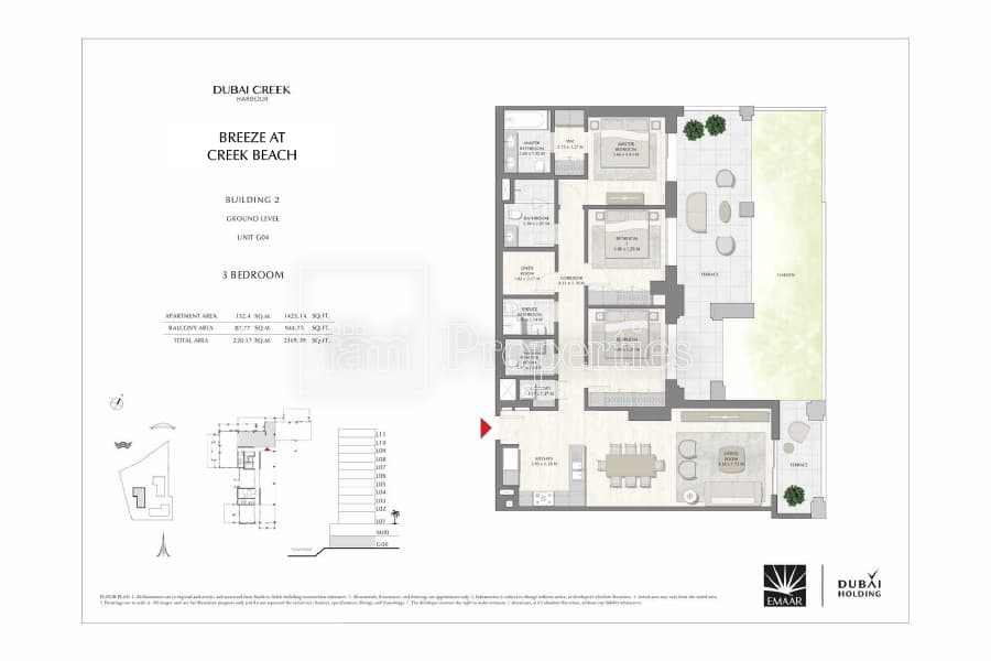 Breeze at Creek Beach Building 1, 3-Bed Floor Plan, type: