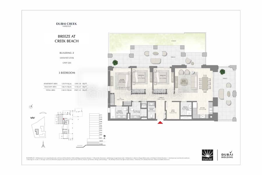 Breeze at Creek Beach Building 1, 3-Bed Floor Plan, type: