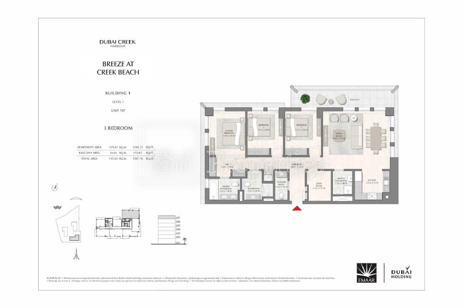 Breeze at Creek Beach Building 1, 3-Bed Floor Plan, type: