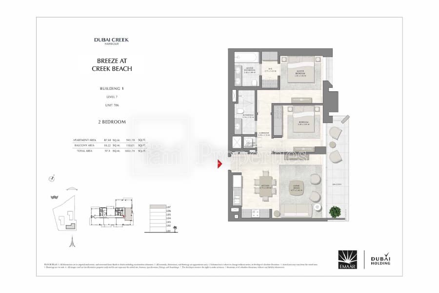 Breeze at Creek Beach Building 1, 2-Bed Floor Plan, type: