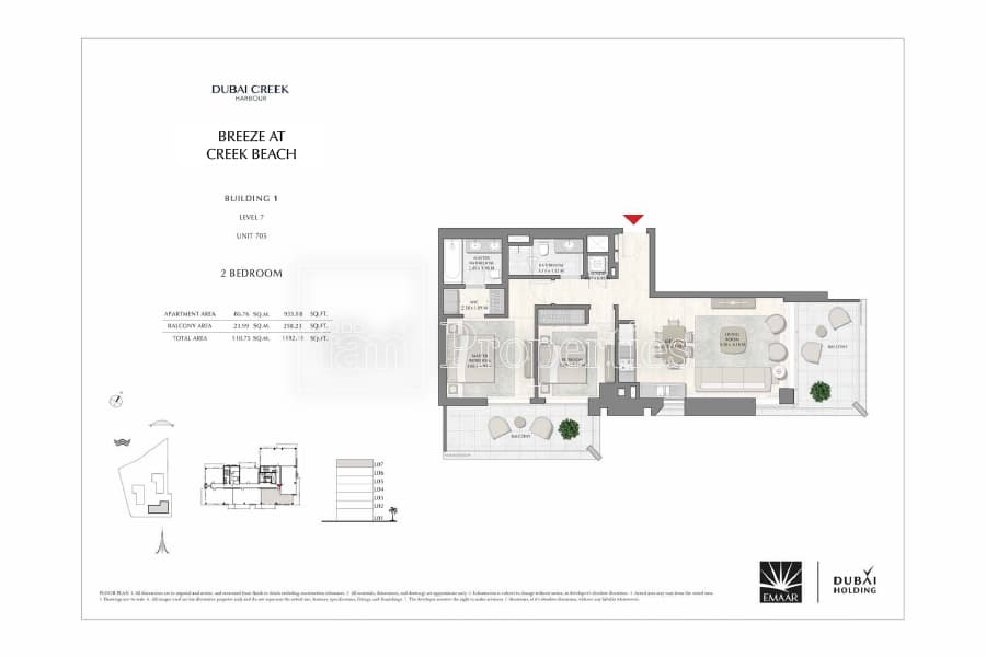 Breeze at Creek Beach Building 1, 2-Bed Floor Plan, type: