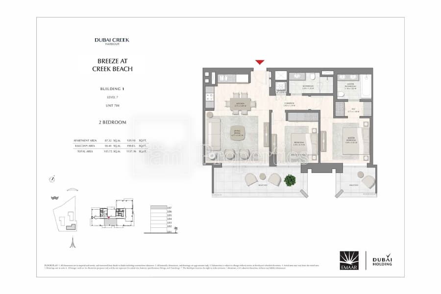 Breeze at Creek Beach Building 1, 2-Bed Floor Plan, type: