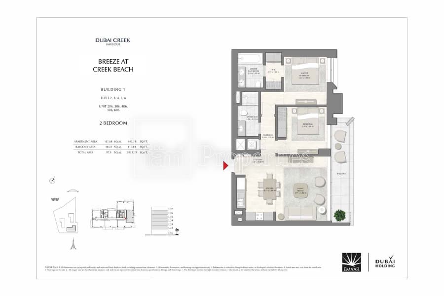 Breeze at Creek Beach Building 1, 2-Bed Floor Plan, type: