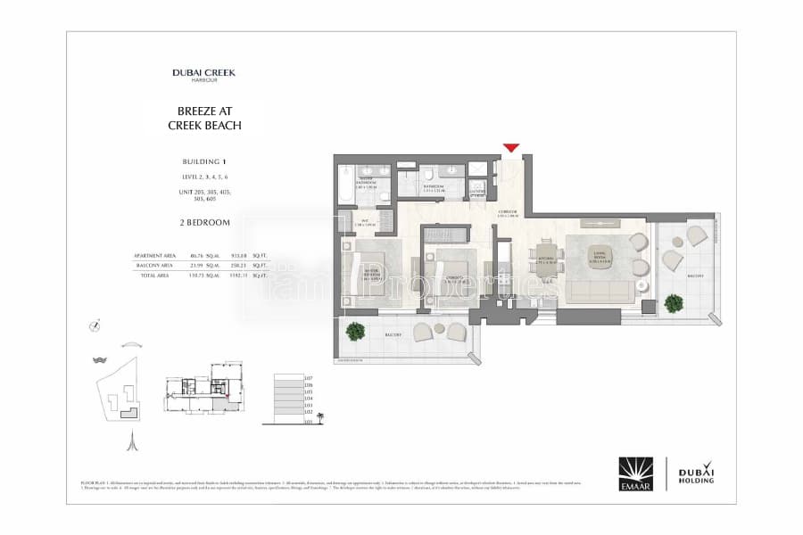 Breeze at Creek Beach Building 1, 2-Bed Floor Plan, type: