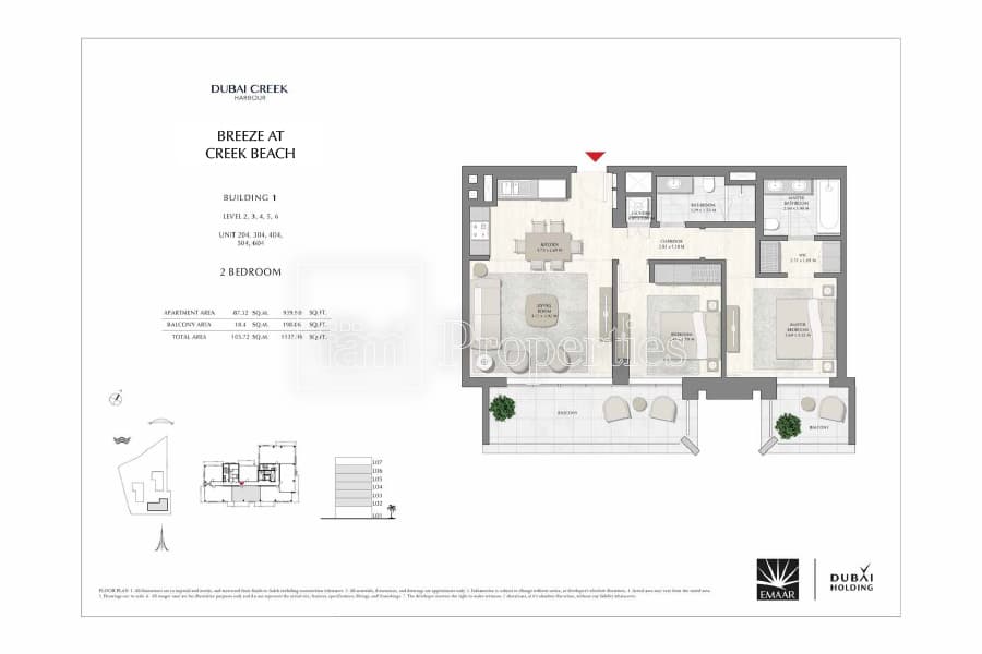 Breeze at Creek Beach Building 1, 2-Bed Floor Plan, type: