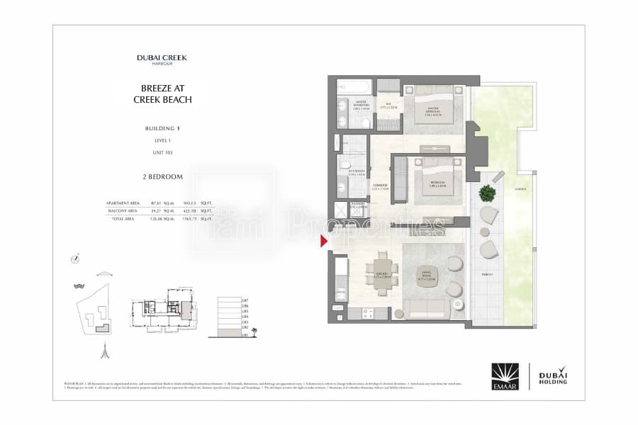Breeze at Creek Beach Building 1, 2-Bed Floor Plan, type: