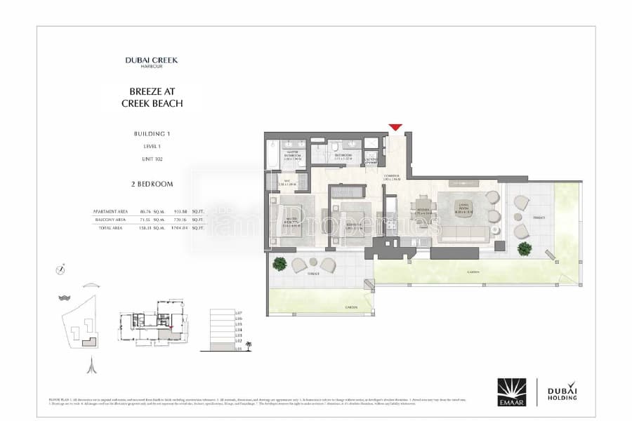Breeze at Creek Beach Building 1, 2-Bed Floor Plan, type: