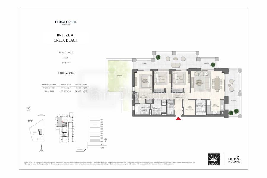 Breeze at Creek Beach Building 1, 3-Bed Floor Plan, type: 3 Bedroom