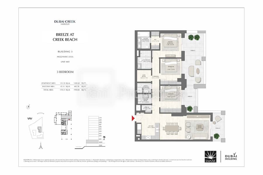 Breeze at Creek Beach Building 1, 3-Bed Floor Plan, type: 3 Bedrooms