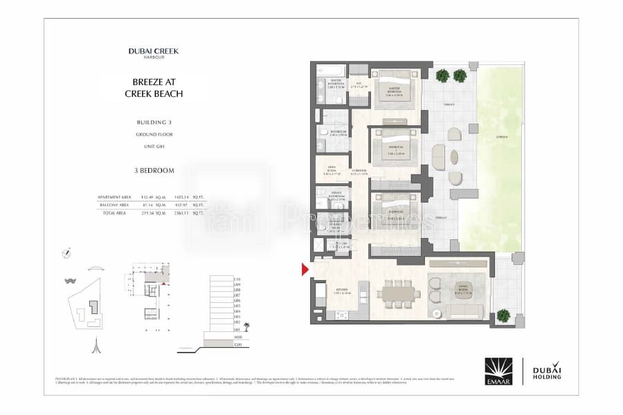 Breeze at Creek Beach Building 1, 3-Bed Floor Plan, type: 3 Bedroom