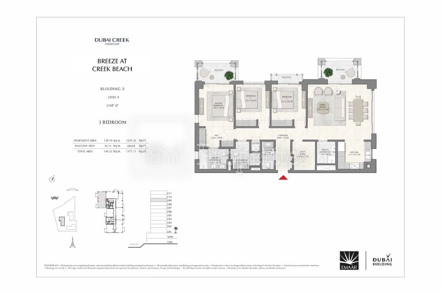 Breeze at Creek Beach Building 1, 3-Bed Floor Plan, type: 3 Bedroom
