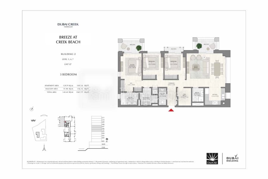 Breeze at Creek Beach Building 1, 3-Bed Floor Plan, type: 3 Bedroom