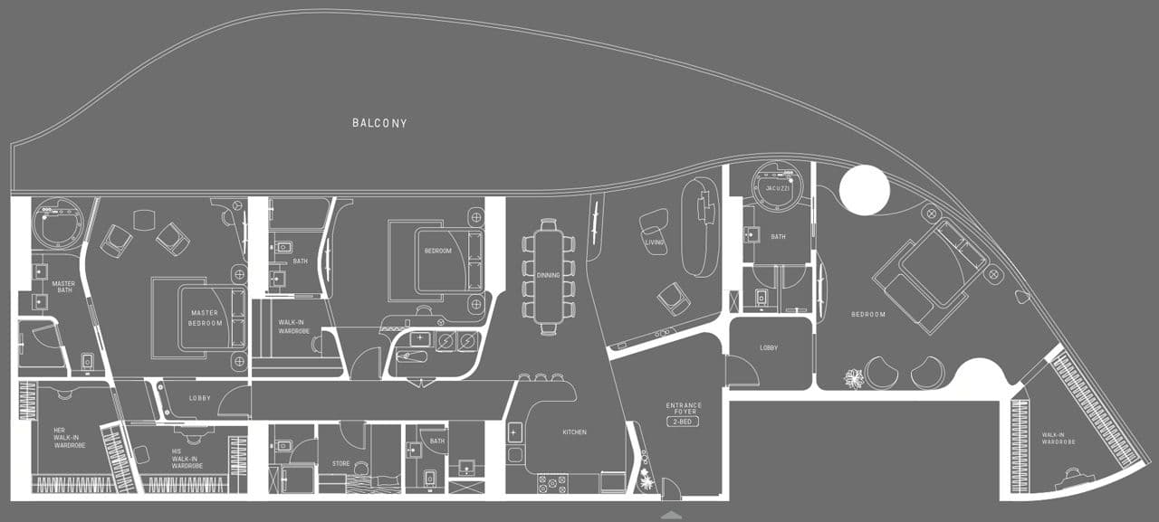 Bugatti Residences, 3-Bed Floor Plan, type: Bugatti Residences