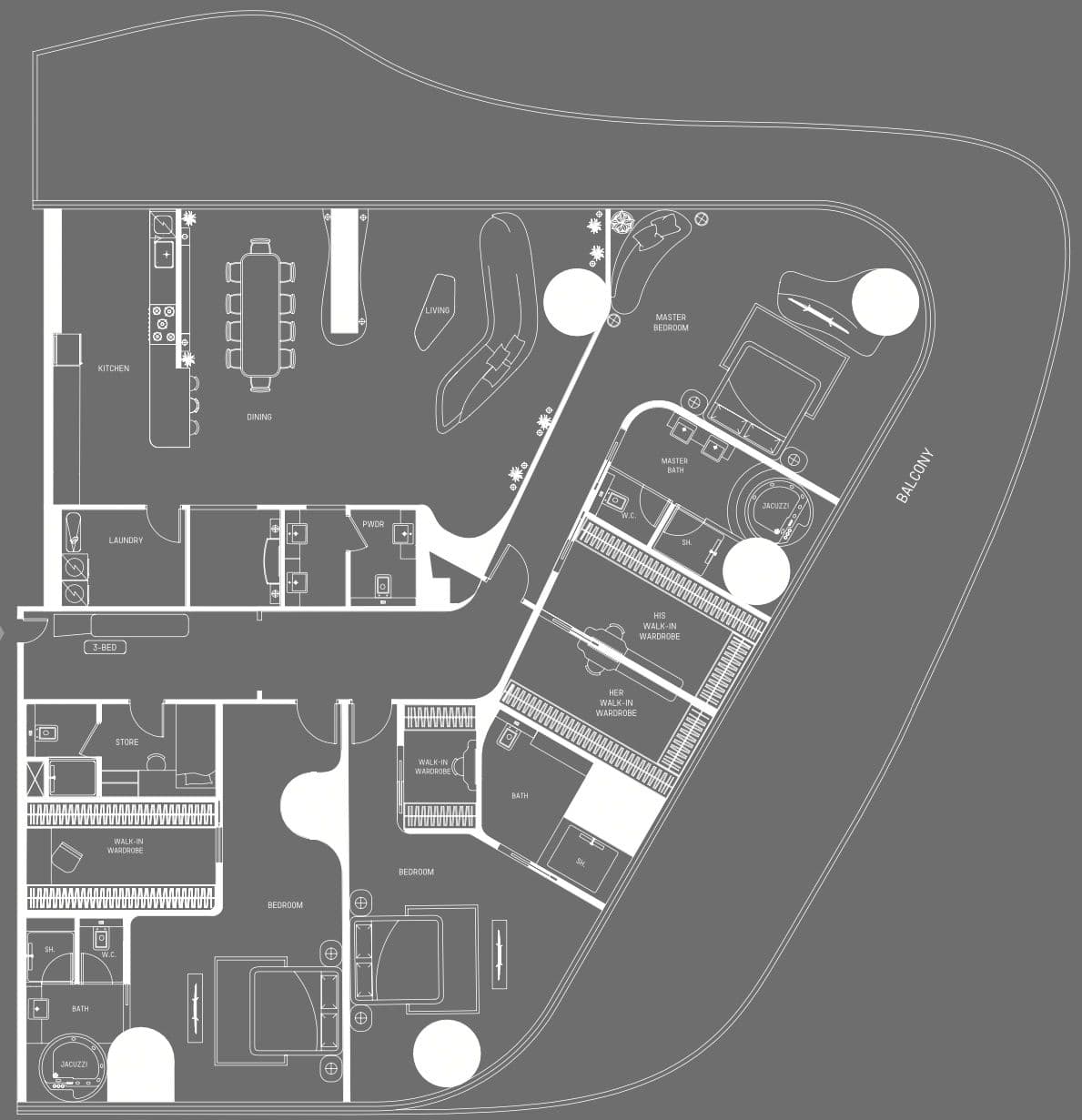 Bugatti Residences, 3-Bed Floor Plan, type: Bugatti Residences