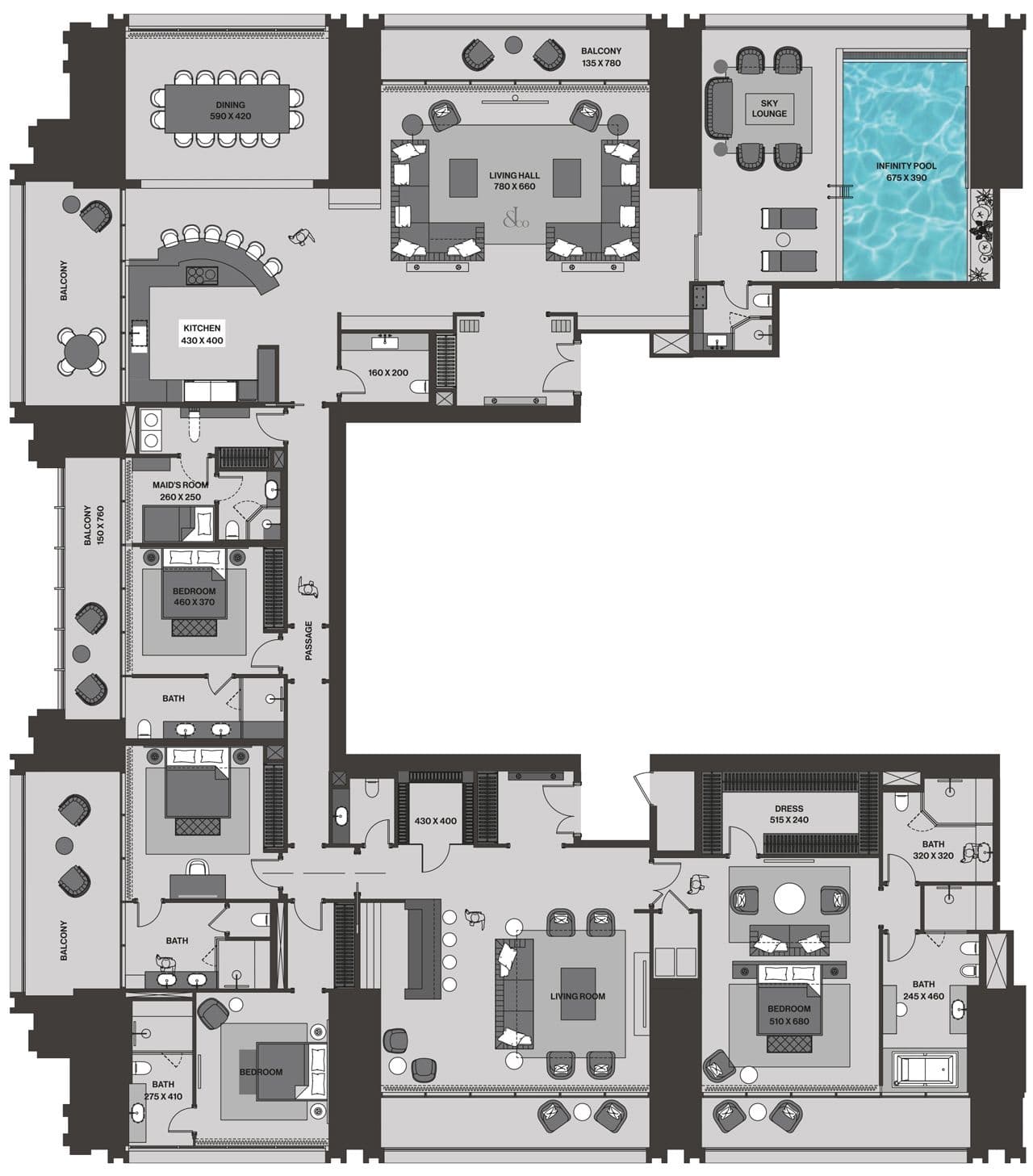 Burj Binghatti, 4-Bed Floor Plan, type: