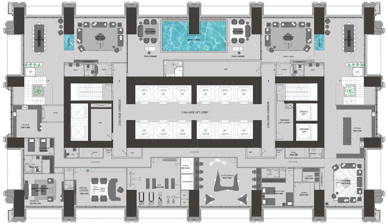 Burj Binghatti, 7-Bed Floor Plan, type: