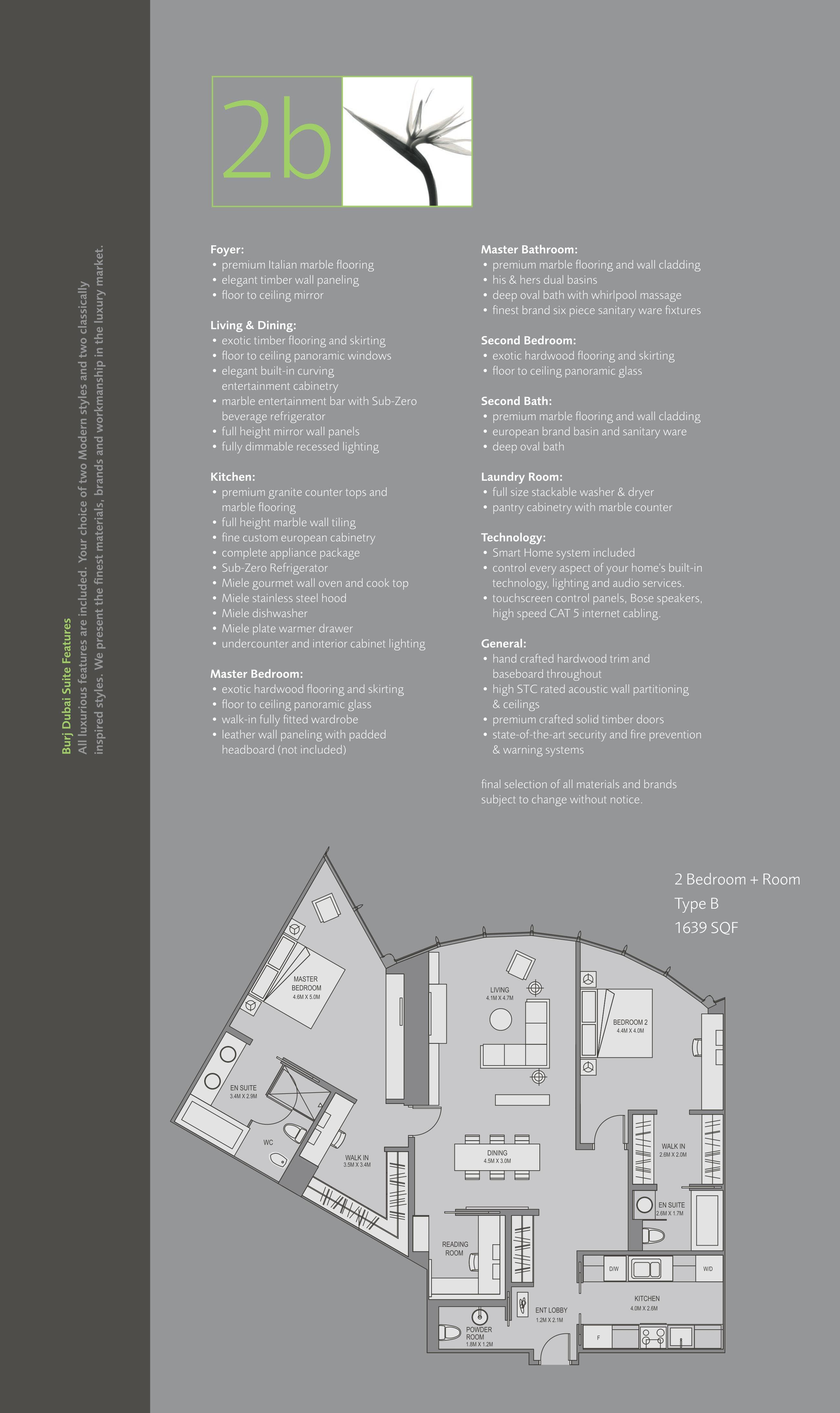 Burj Khalifa, 2-Bed Floor Plan, type: 2 Bedroom