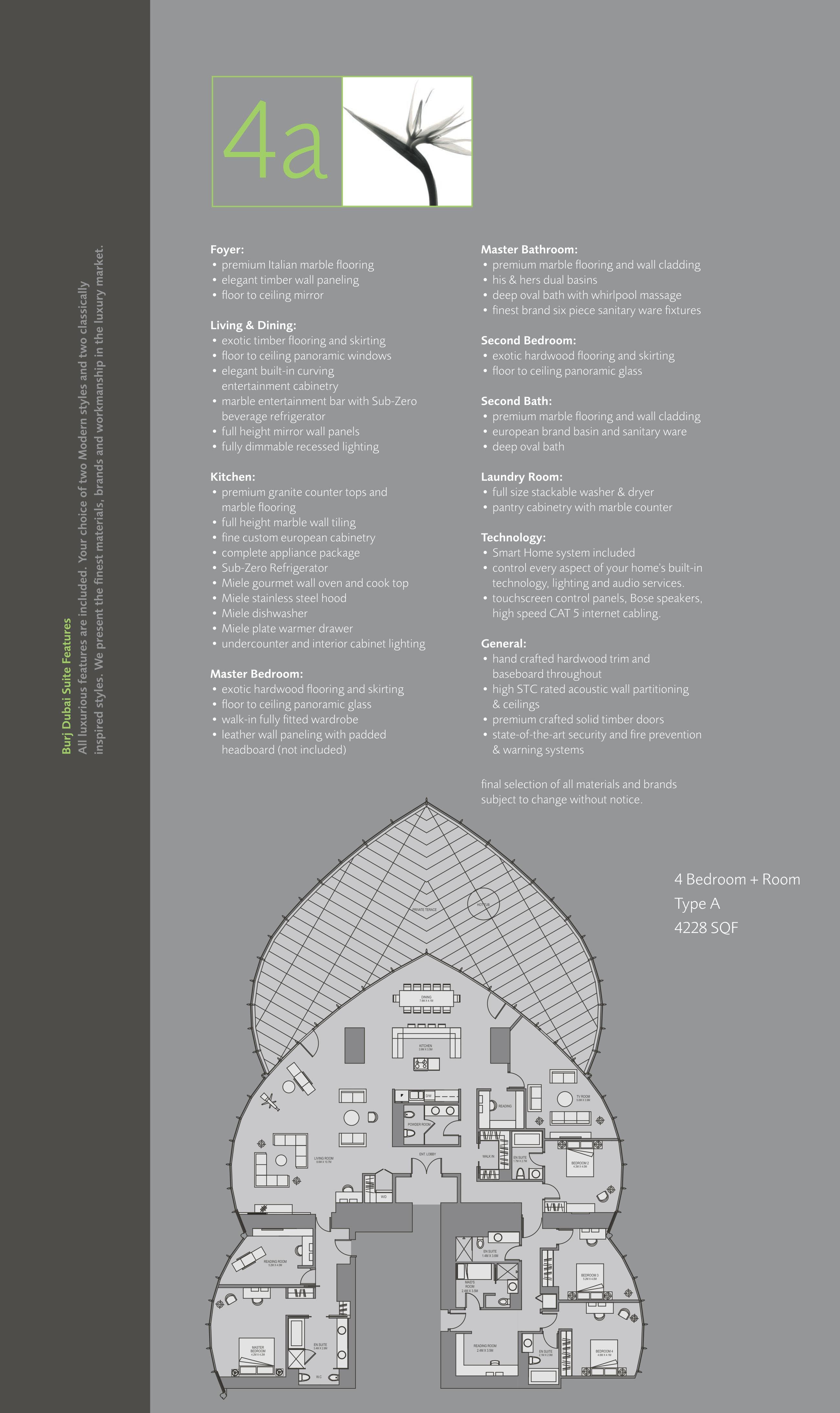 Burj Khalifa, 4-Bed Floor Plan, type: 4 Bedroom