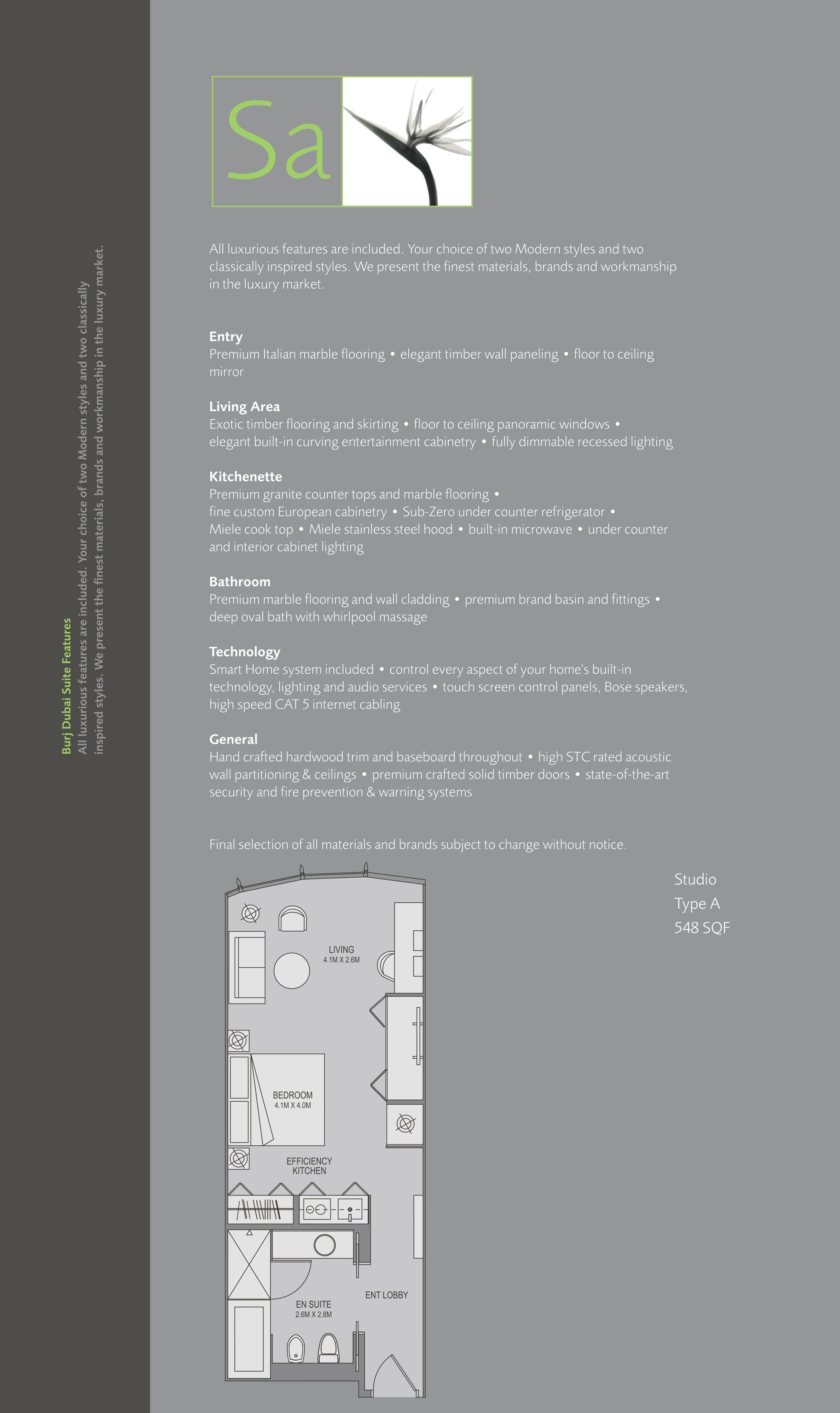 Burj Khalifa, 0-Bed Floor Plan, type: Studio