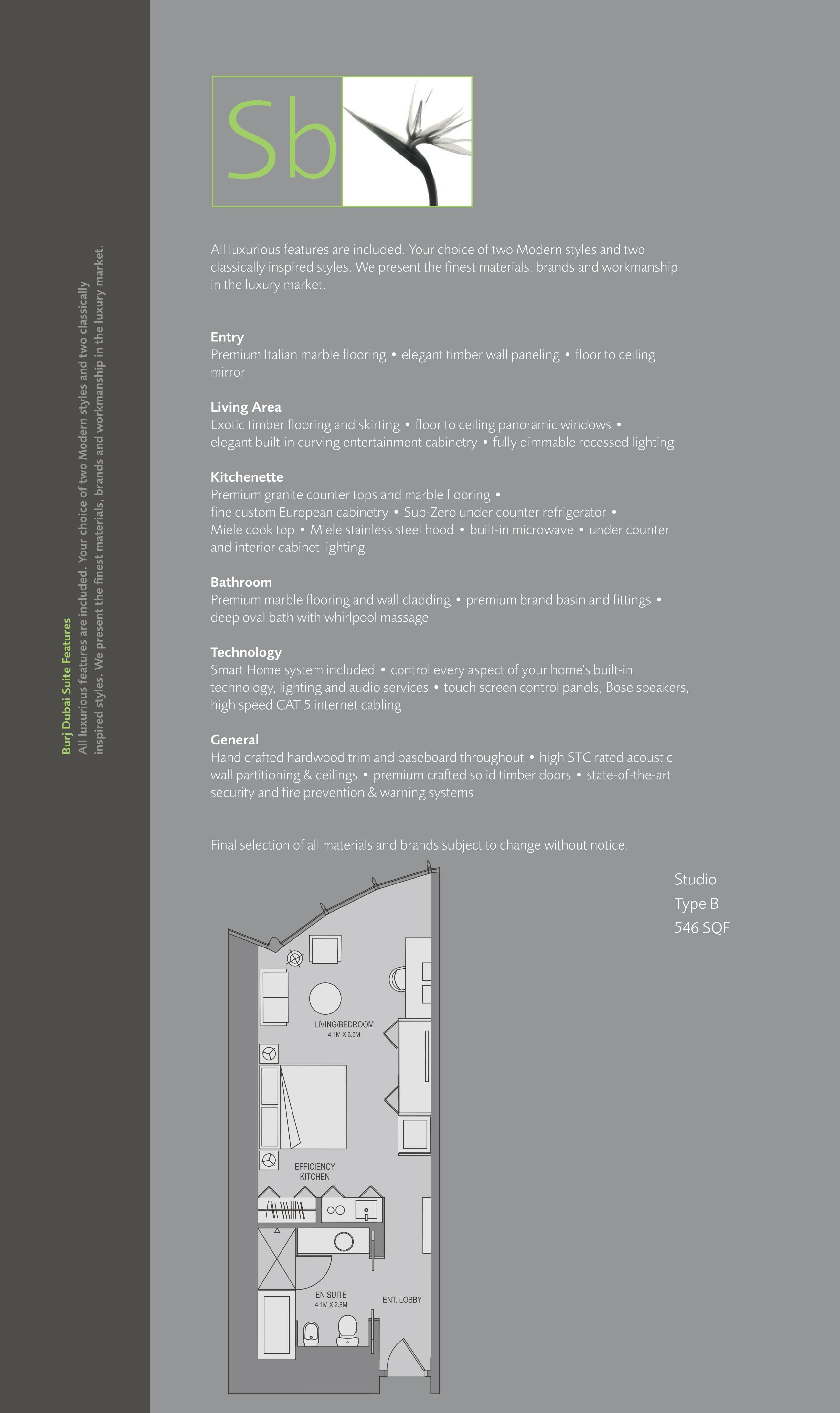 Burj Khalifa, 0-Bed Floor Plan, type: Studio