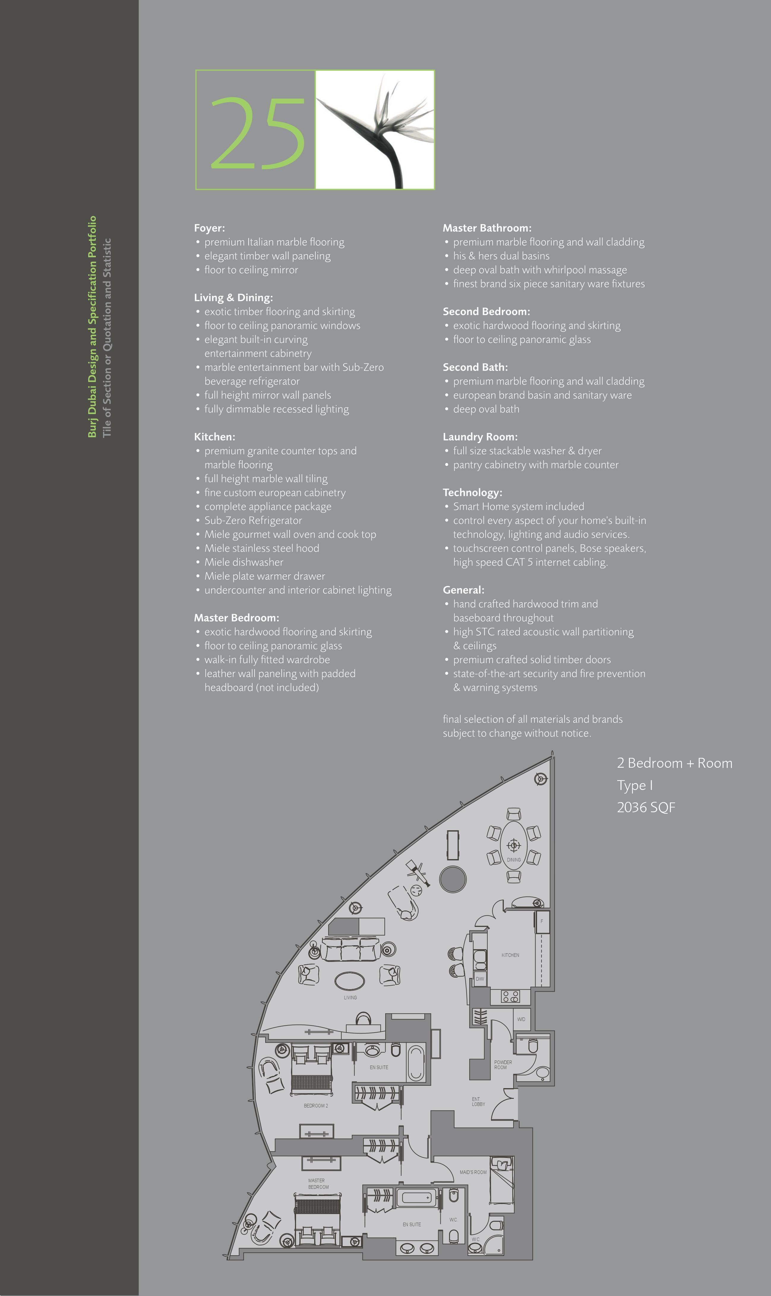 Burj Khalifa, 2-Bed Floor Plan, type: 2 Bedroom