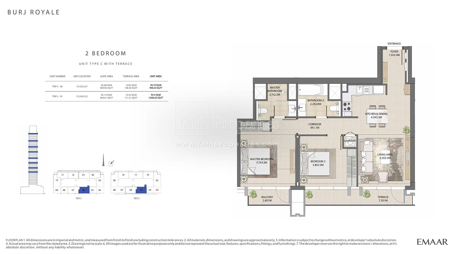 Burj Royale, 2-Bed Floor Plan, type: 2 Bedroom