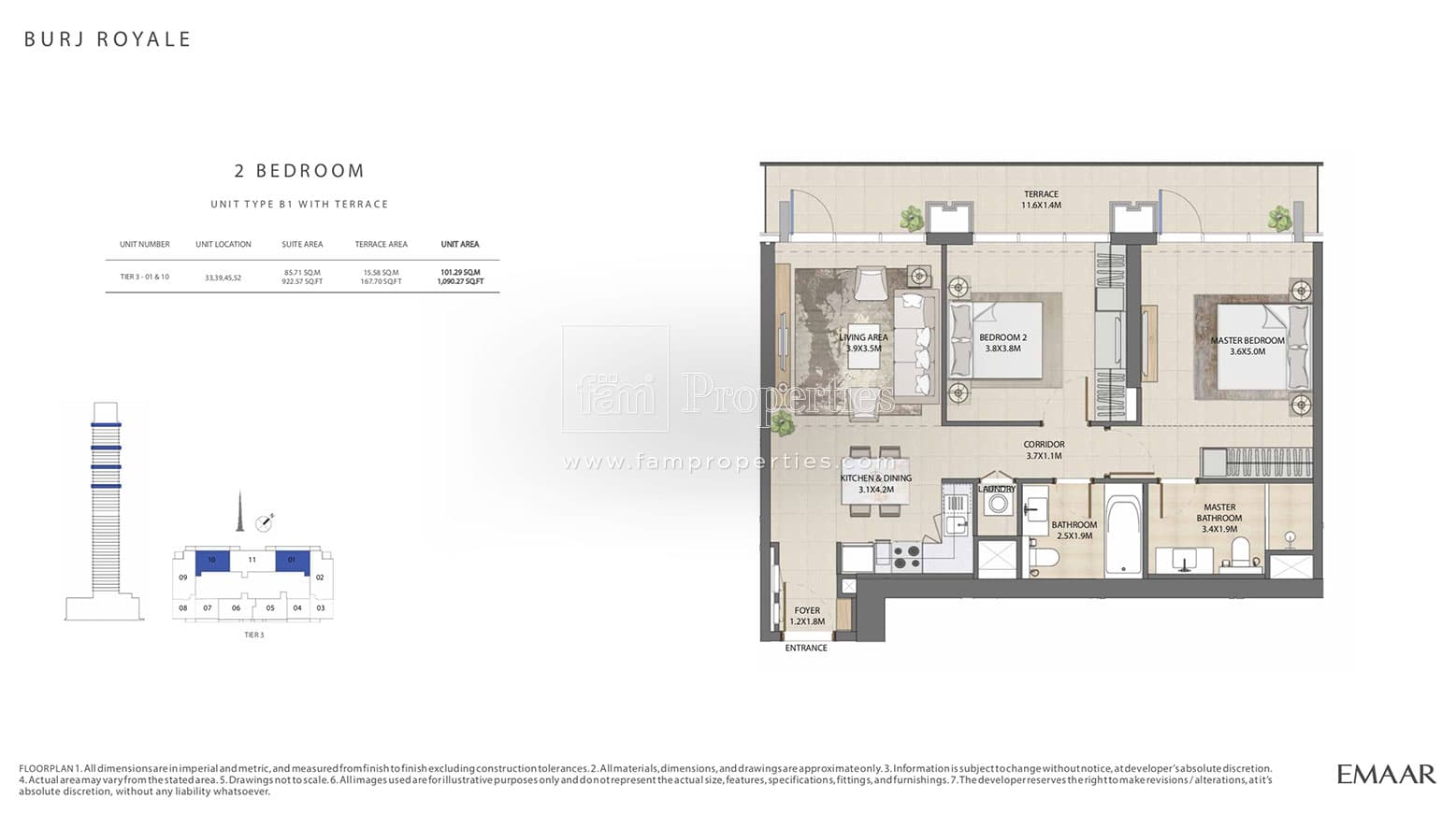 Burj Royale, 2-Bed Floor Plan, type: 2 Bedroom