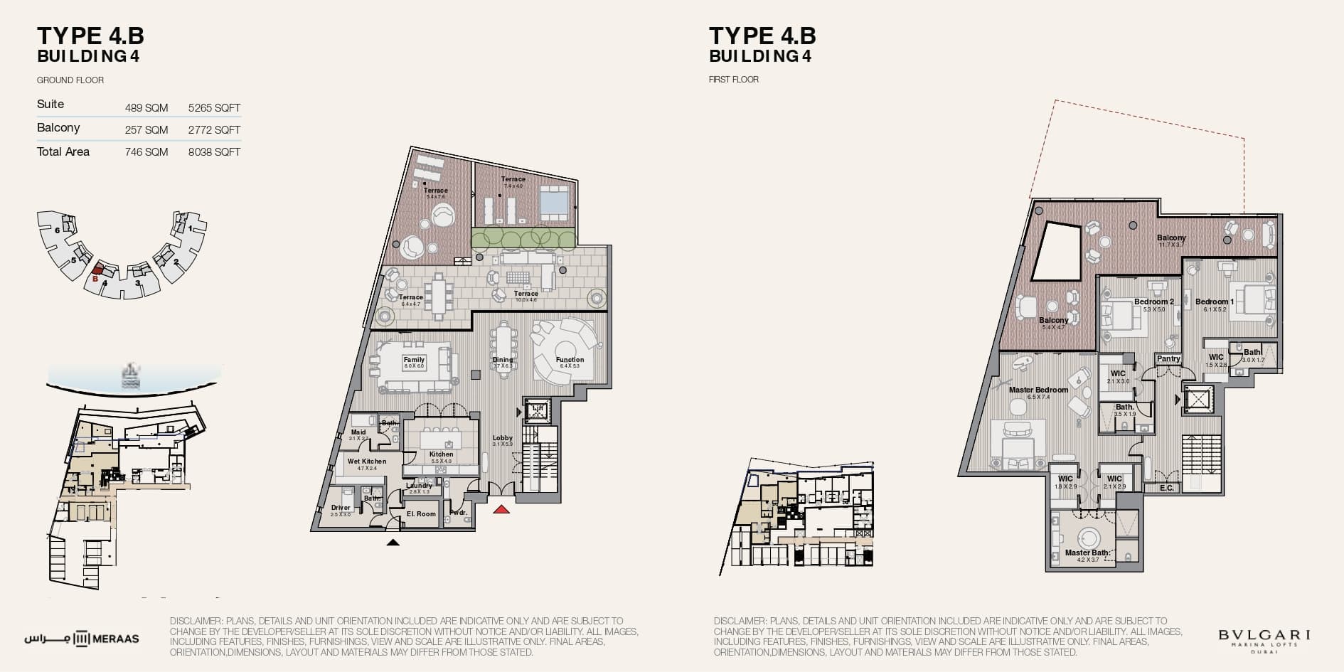 Bvlgari Marina Lofts, 3-Bed Floor Plan, type: Type 4B