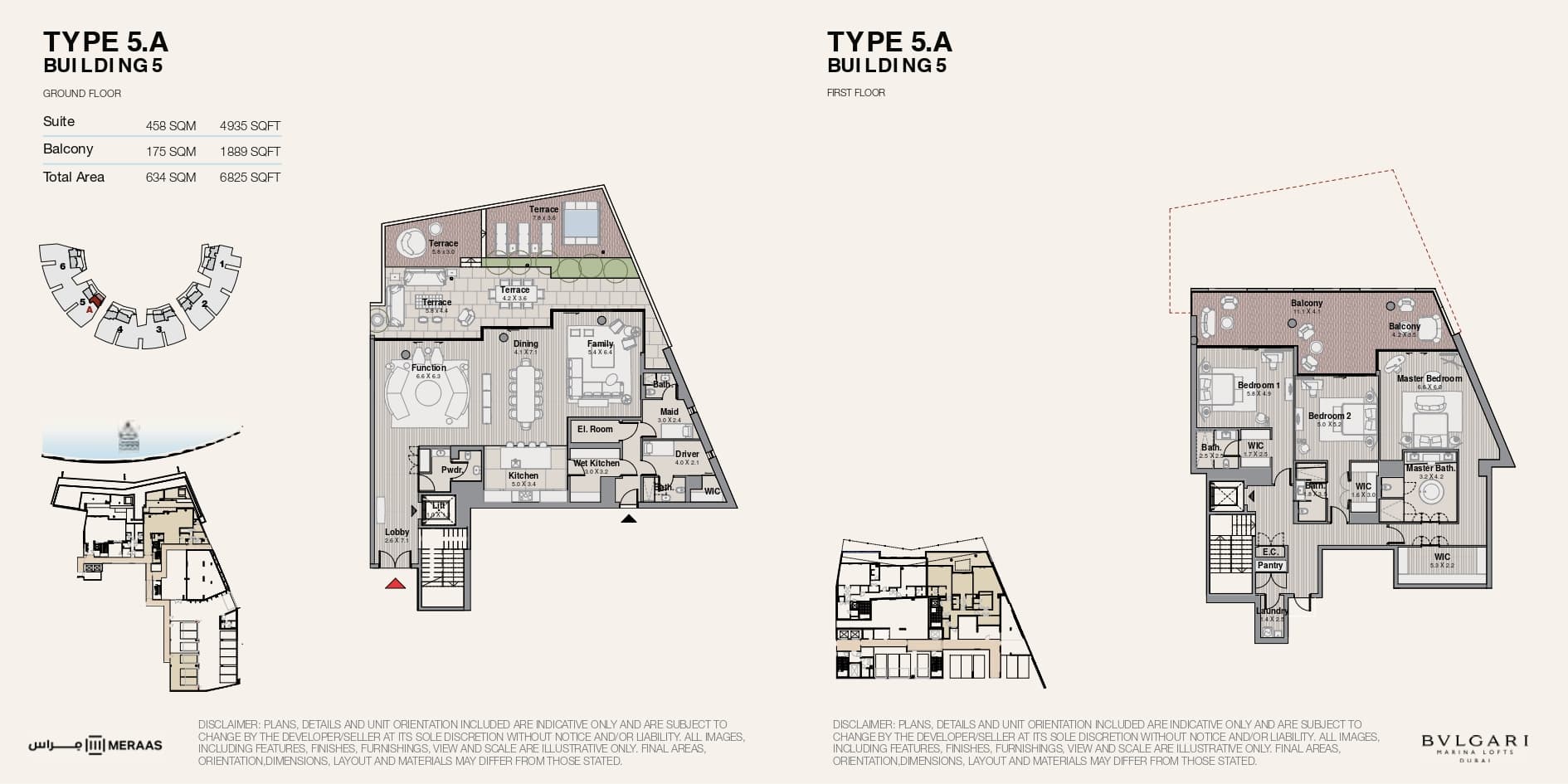 Bvlgari Marina Lofts, 3-Bed Floor Plan, type: Type 5A