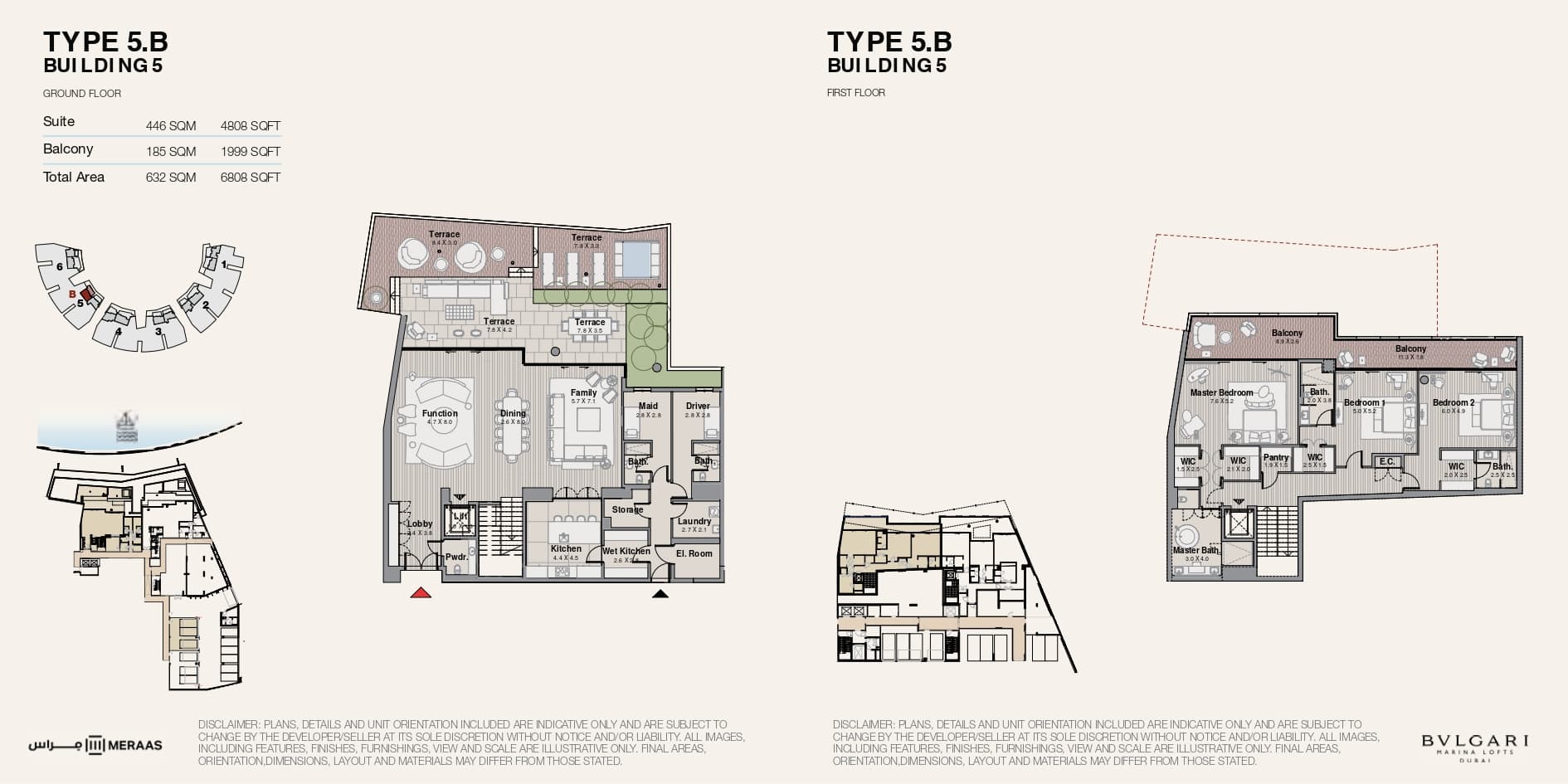 Bvlgari Marina Lofts, 3-Bed Floor Plan, type: Type 5B