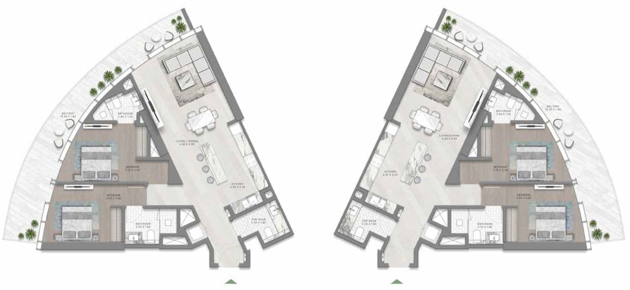 Canal Crown 1, 2-Bed Floor Plan, type: