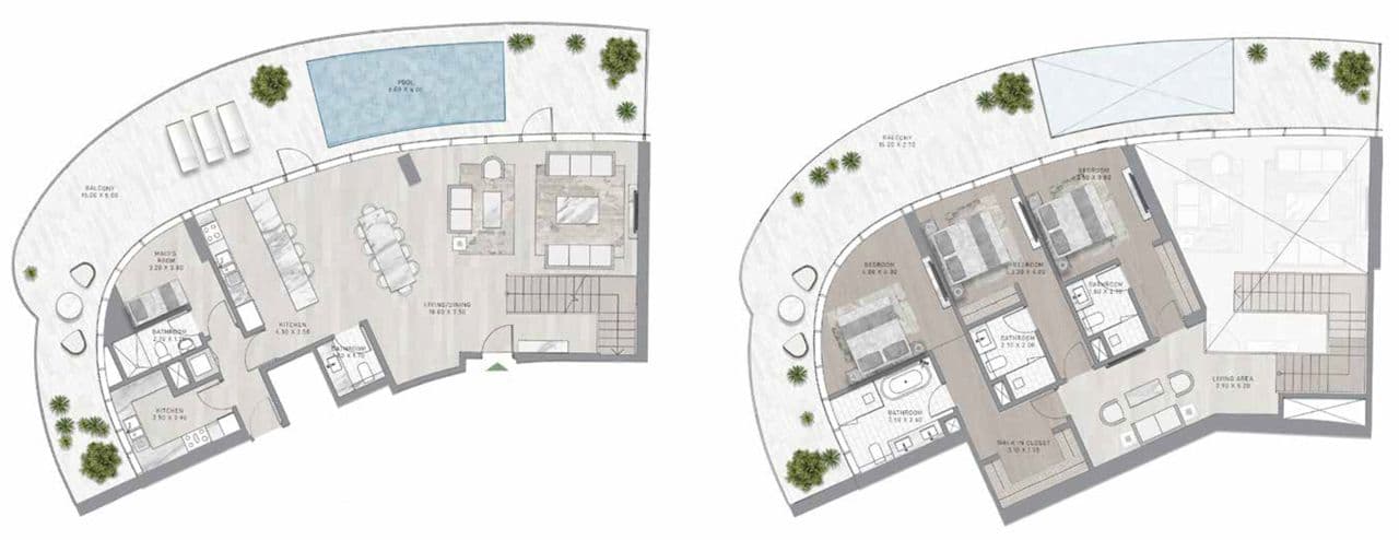 Canal Crown 1, 3-Bed Floor Plan, type: