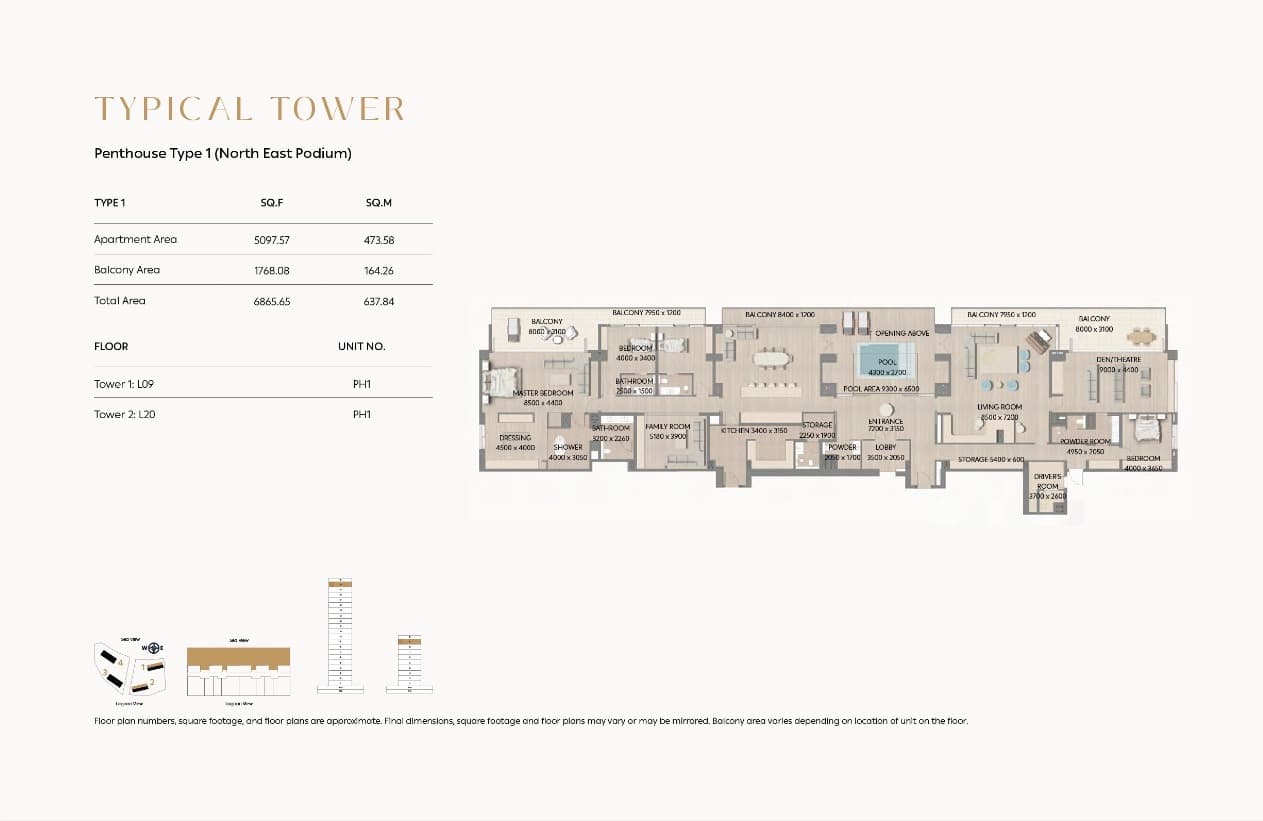Cape Hayat Tower 1, 4-Bed Floor Plan, type: