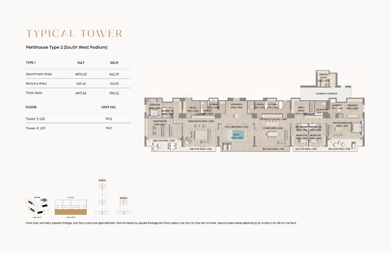Cape Hayat Tower 1, 4-Bed Floor Plan, type: