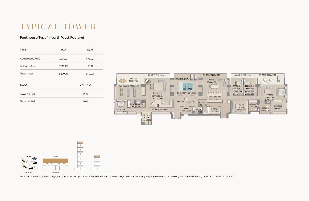 Cape Hayat Tower 1, 4-Bed Floor Plan, type: