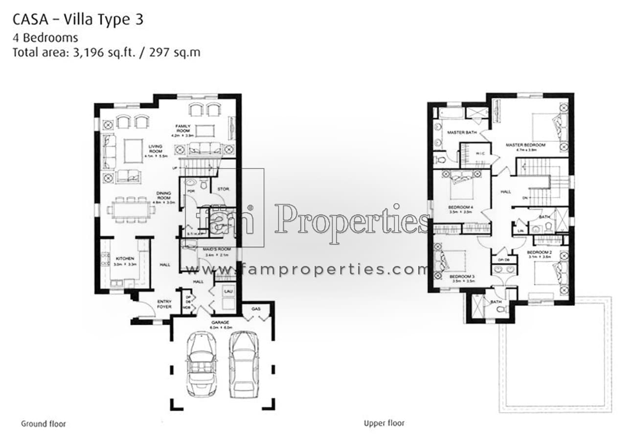 Casa at Arabian Ranches 2, 4-Bed Floor Plan, type: 4 Bedroom Type 3 with Maid's Room