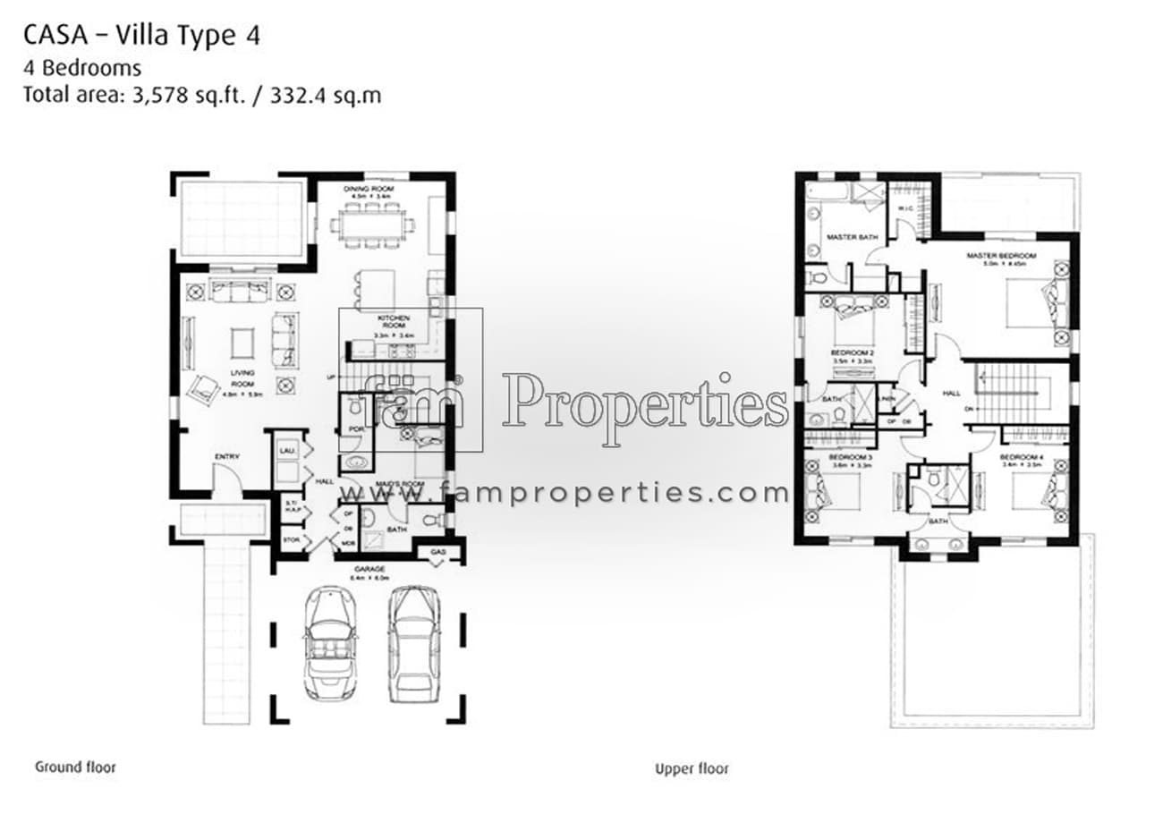 Casa at Arabian Ranches 2, 4-Bed Floor Plan, type: 4 Bedroom Type 4 with Maid's Room
