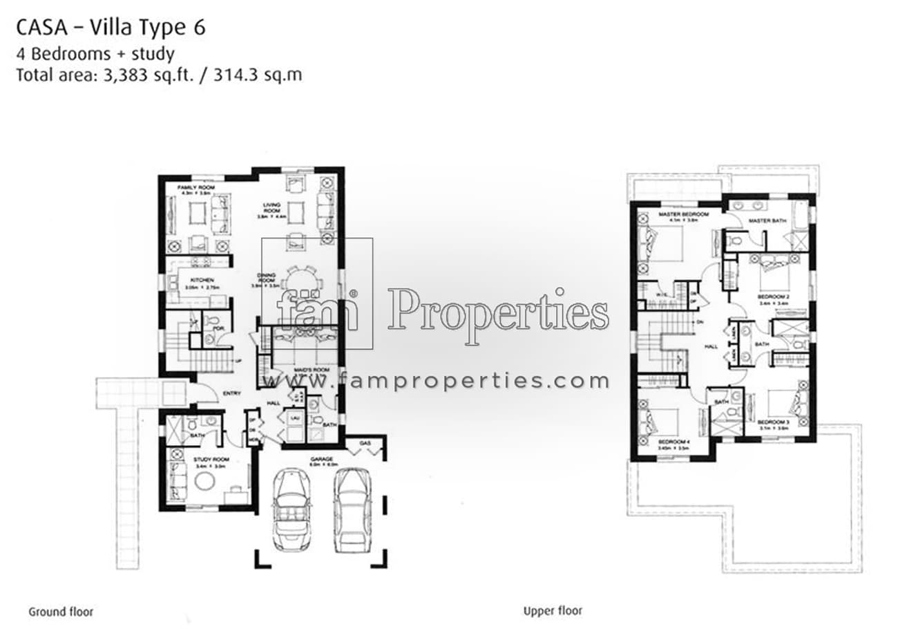Casa at Arabian Ranches 2, 4-Bed Floor Plan, type: 4 Bedroom Type 6 with Study Room