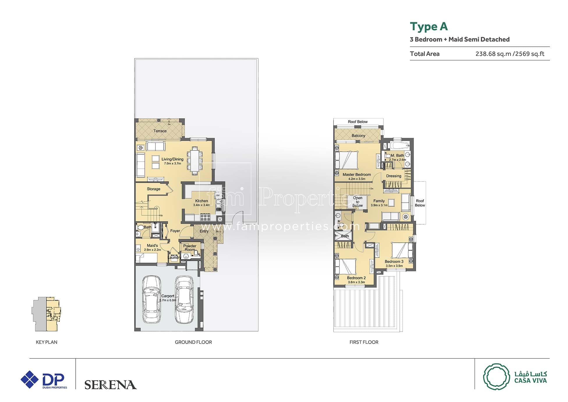 Casa Viva, 3-Bed Floor Plan, type: 3 Bedroom + main semi detached