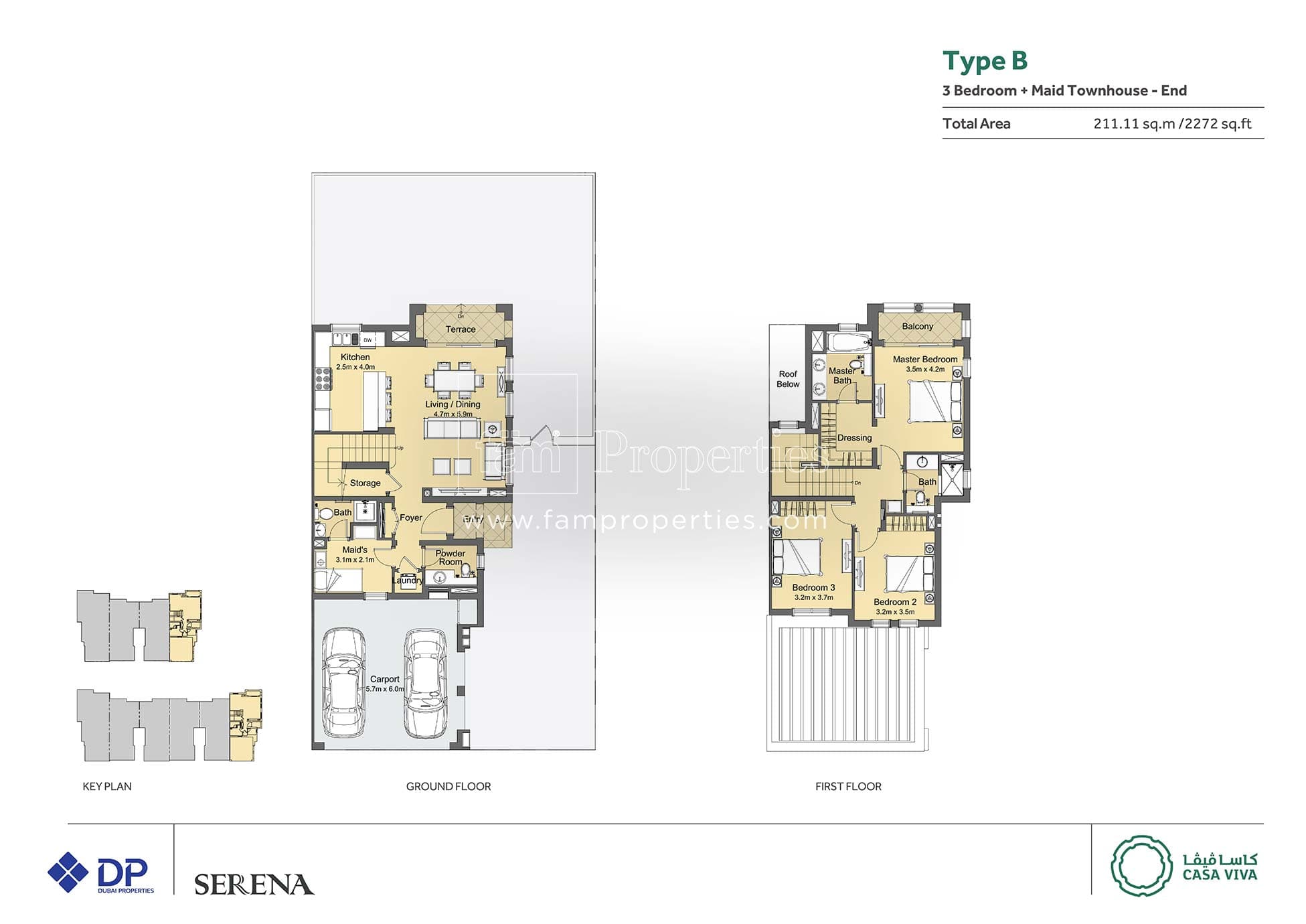 Casa Viva, 3-Bed Floor Plan, type: 3 Bedrooms + Maid