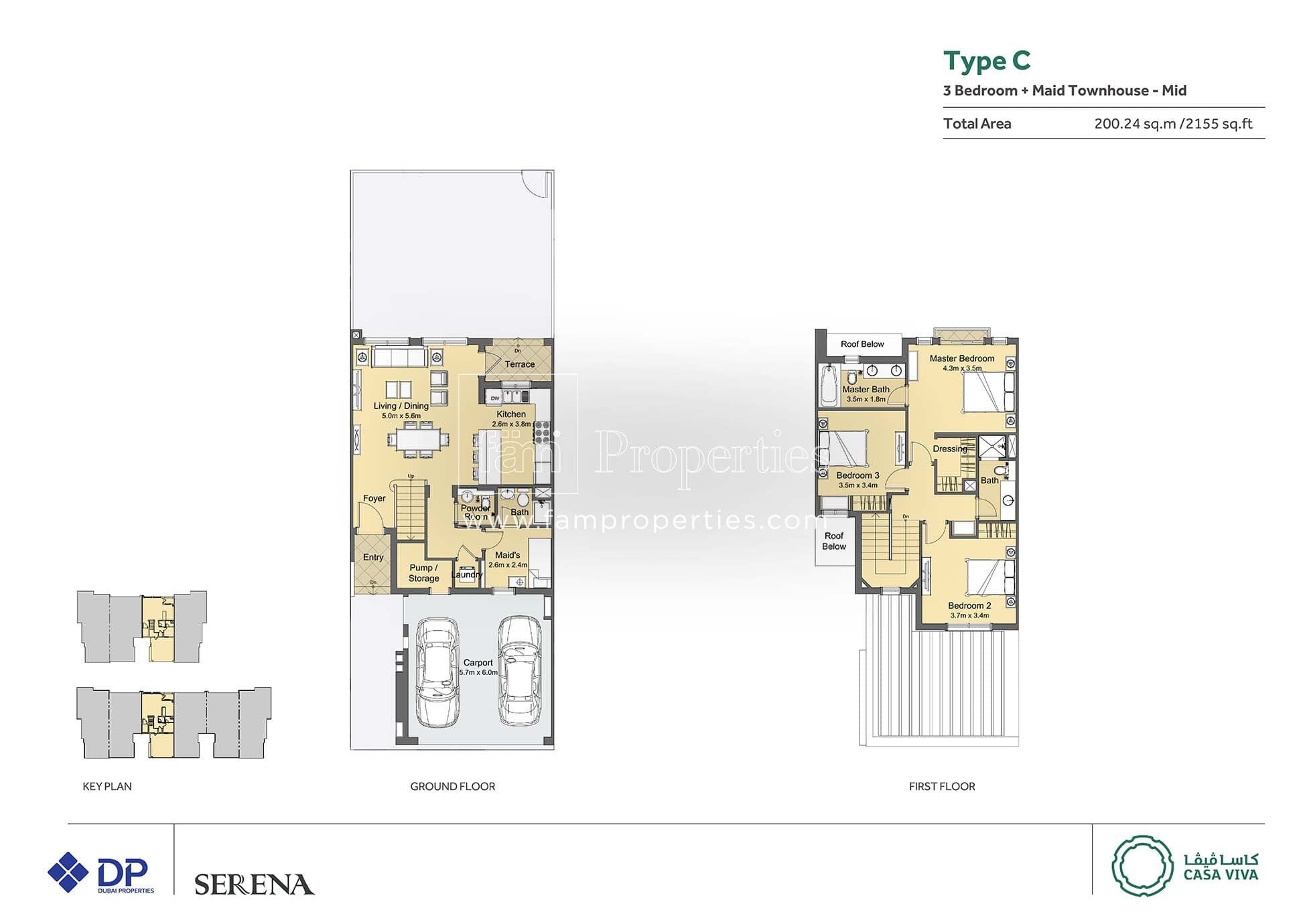 Casa Viva, 3-Bed Floor Plan, type: 3 Bedroom + Maid