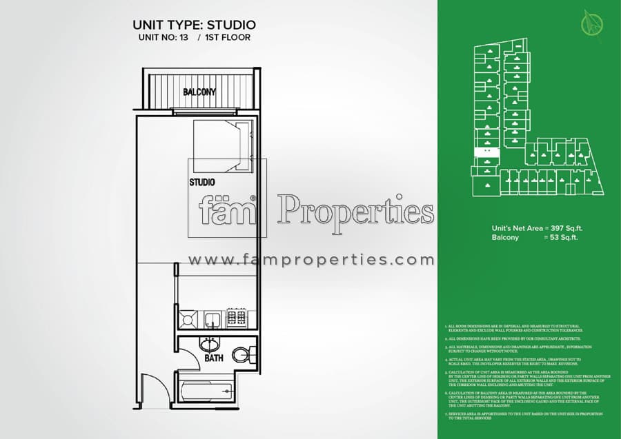 Cascade Manor, 0-Bed Floor Plan, type: Studio