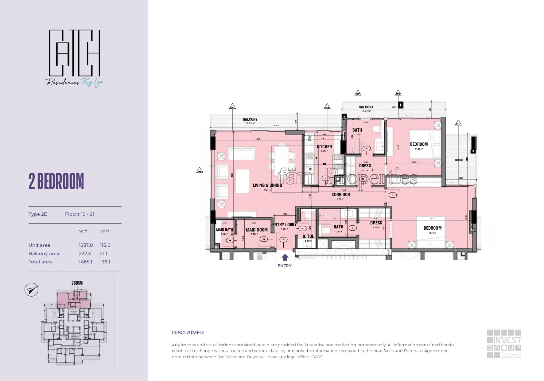 Catch Residences, 2-Bed Floor Plan, type: 2 Bedroom