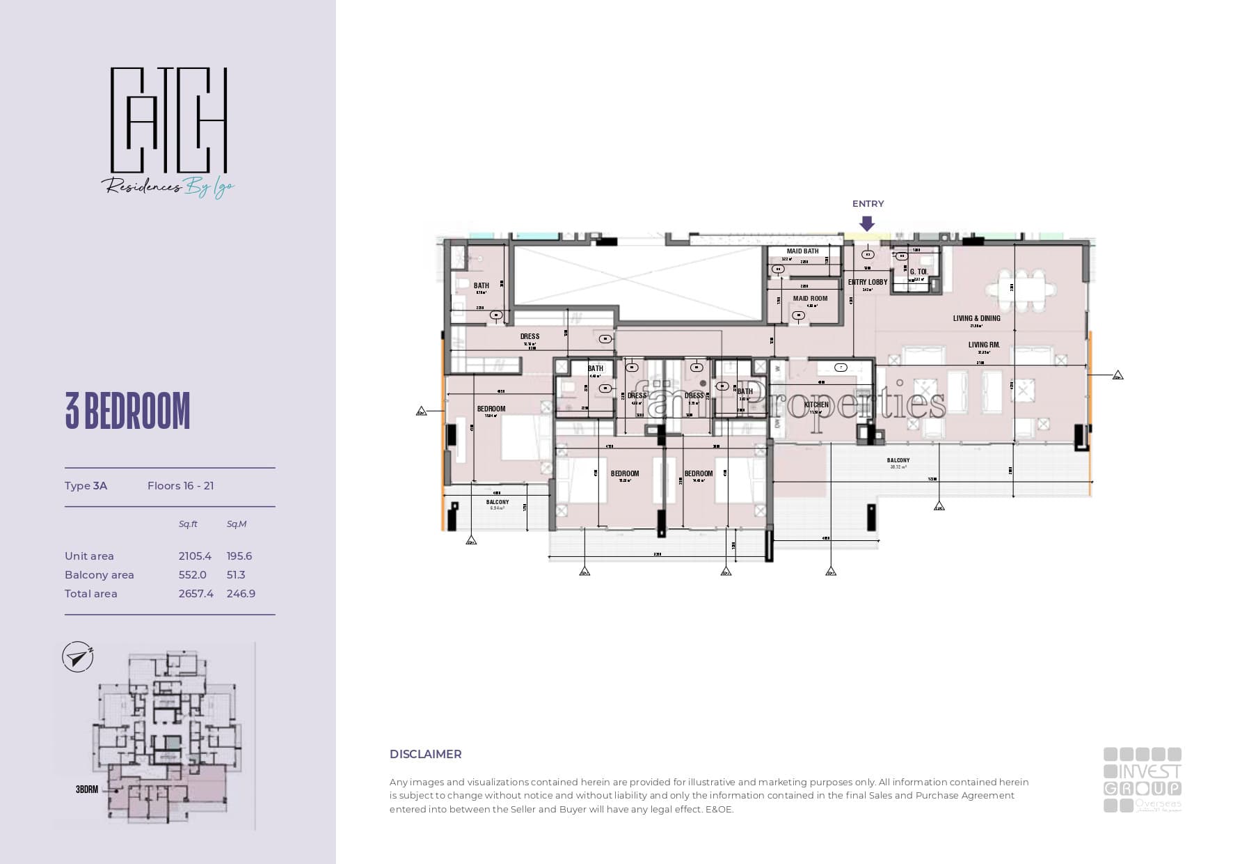 Catch Residences, 3-Bed Floor Plan, type: 3 Bedroom