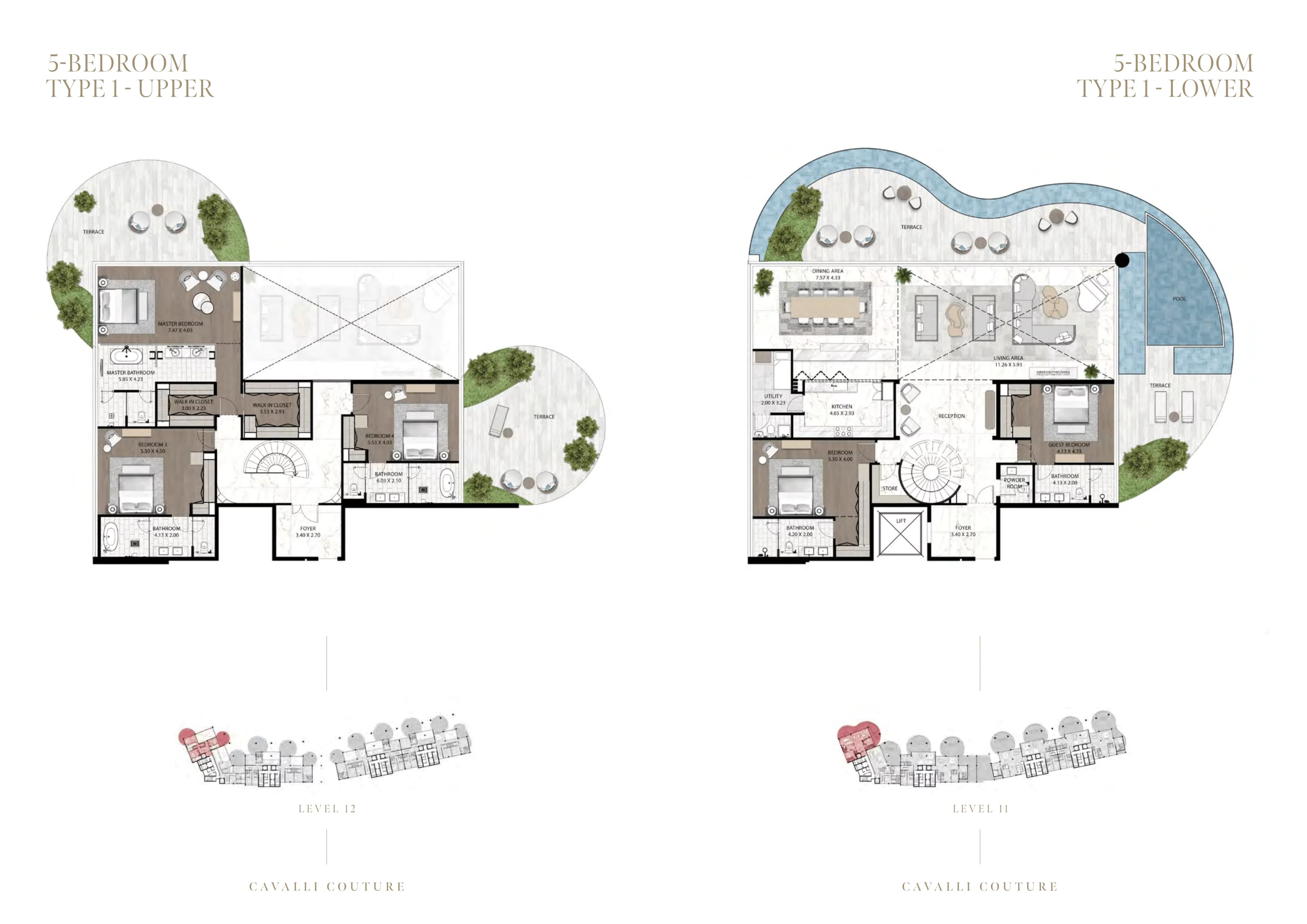 Cavalli Couture - Tower 1, 5-Bed Floor Plan, type: