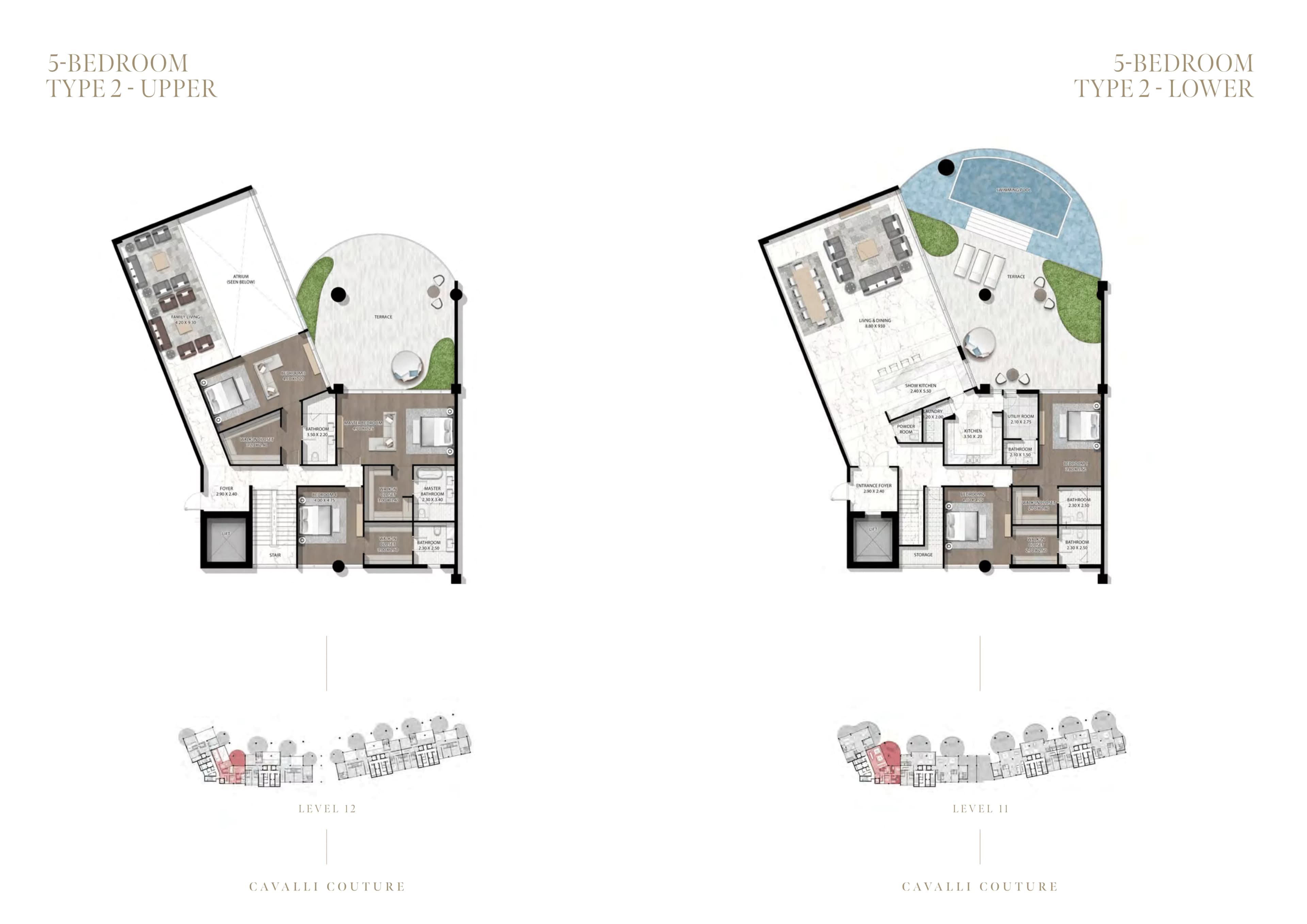 Cavalli Couture - Tower 1, 5-Bed Floor Plan, type: