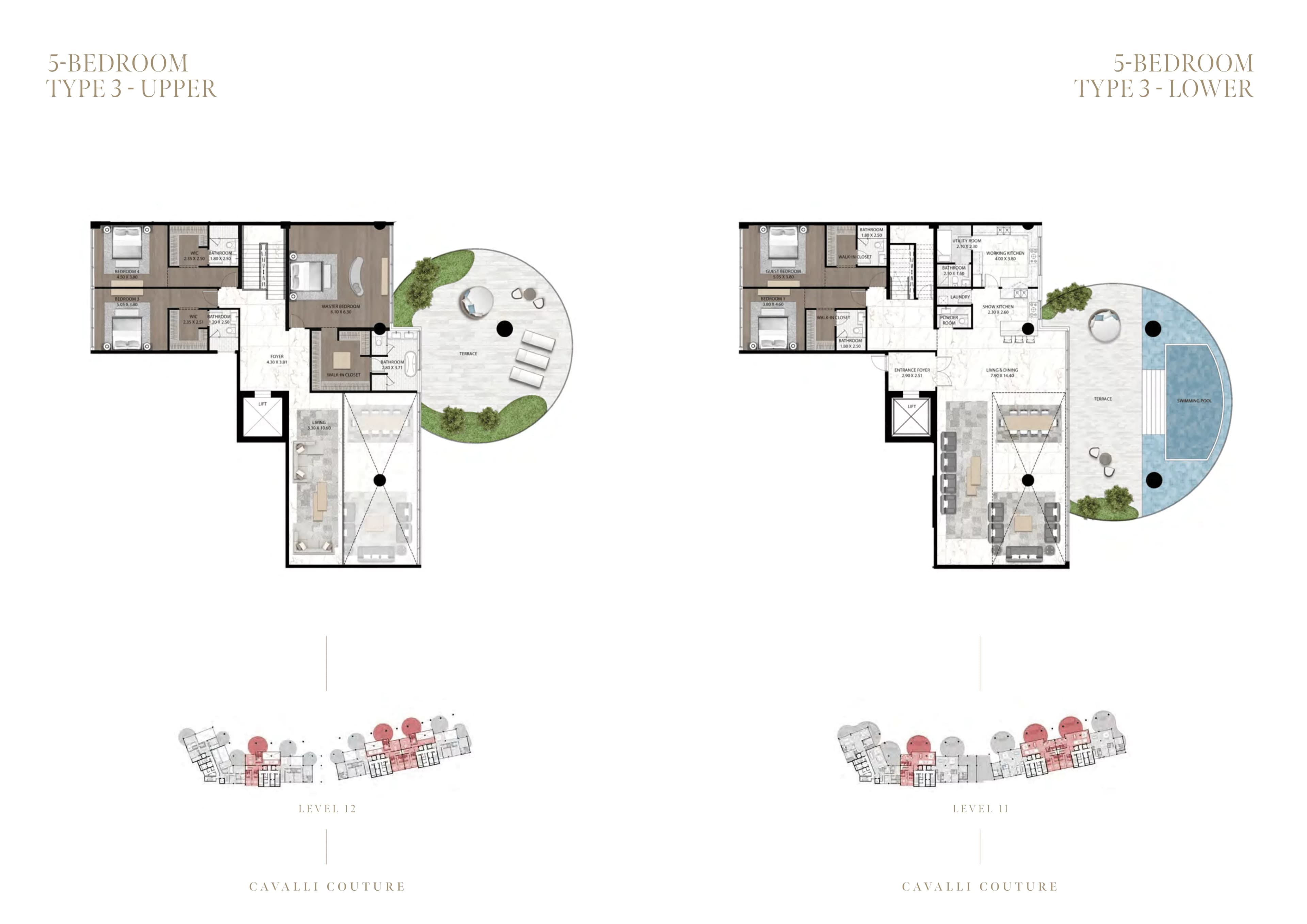 Cavalli Couture - Tower 1, 5-Bed Floor Plan, type: