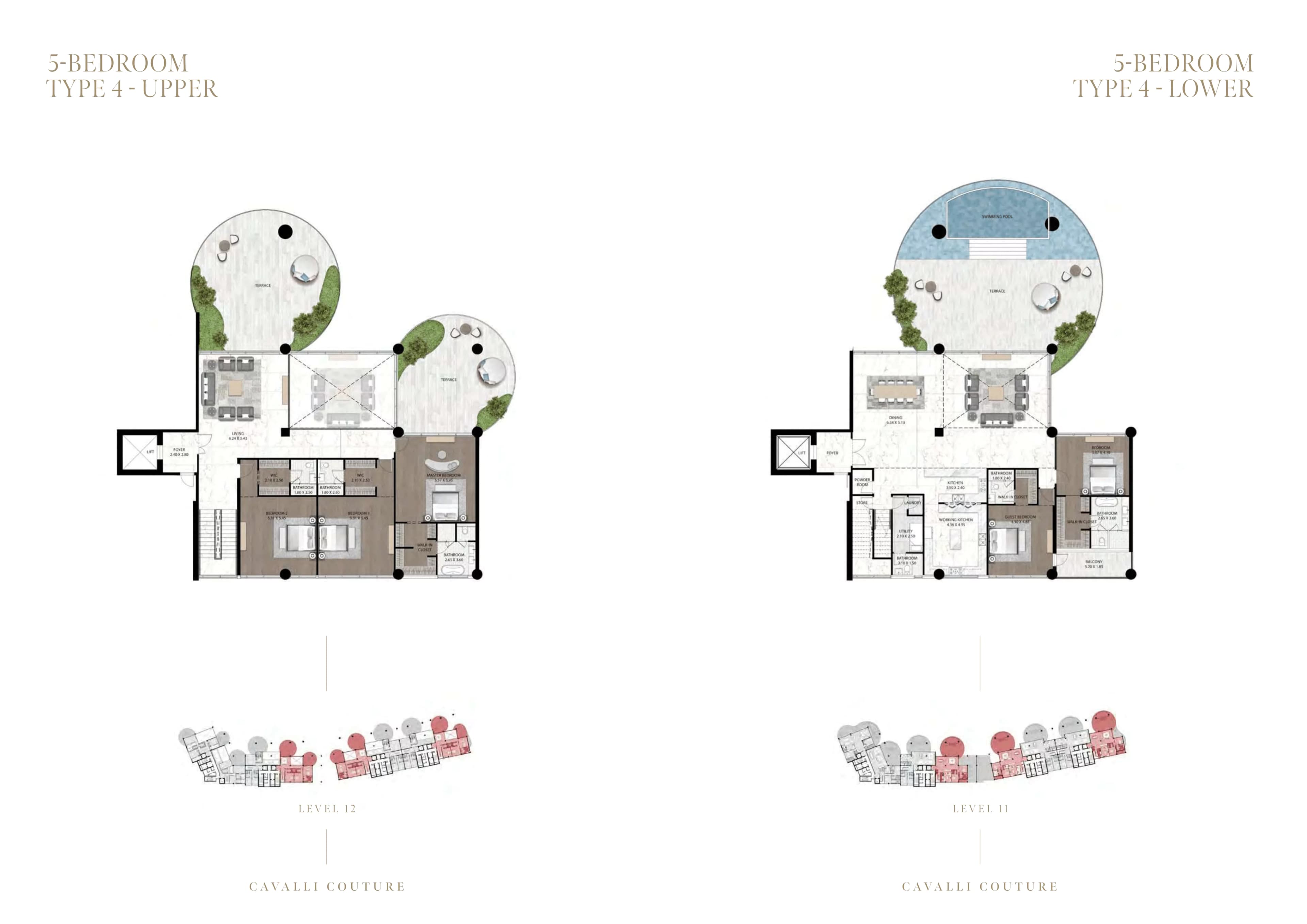 Cavalli Couture - Tower 1, 5-Bed Floor Plan, type: