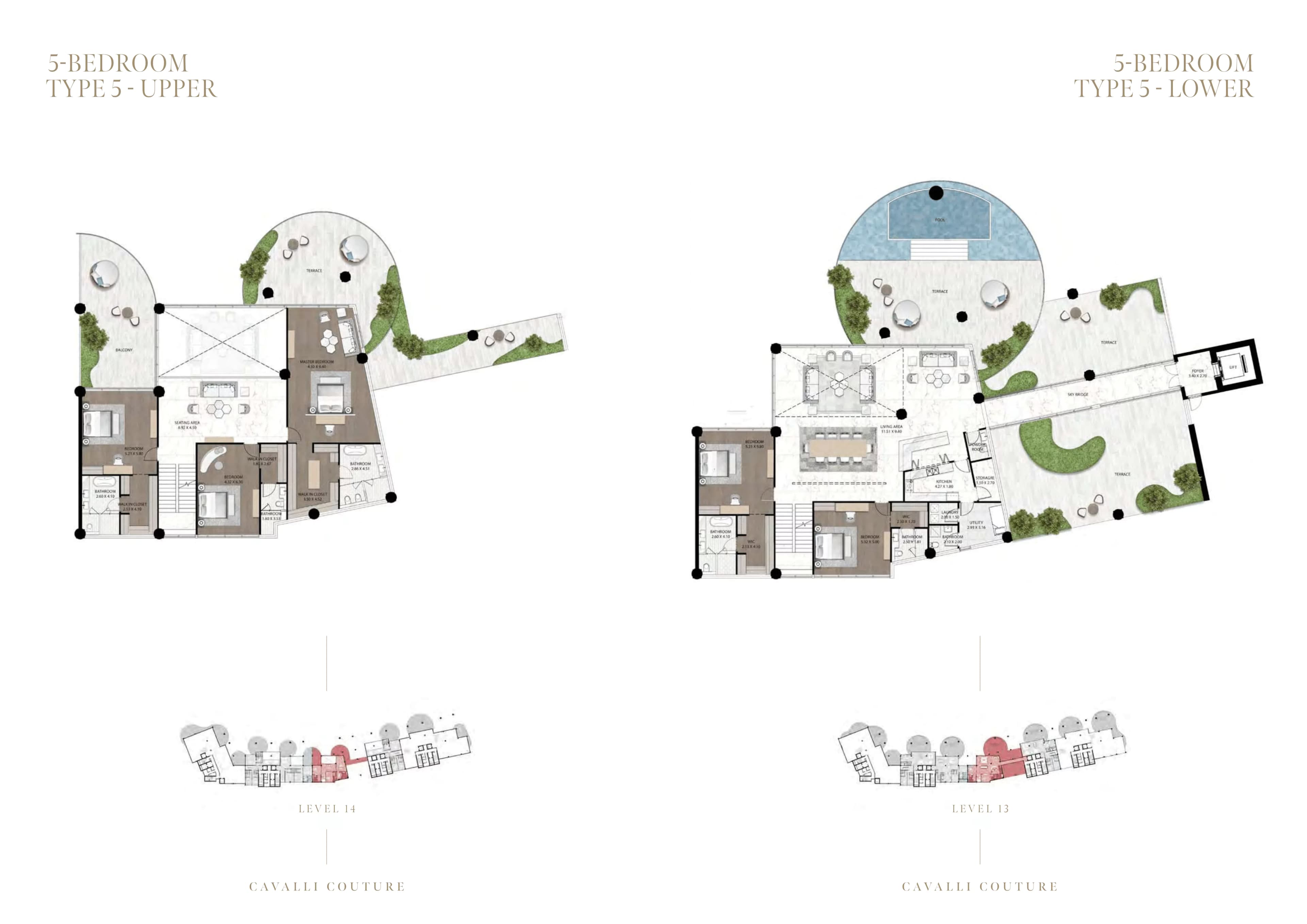 Cavalli Couture - Tower 1, 5-Bed Floor Plan, type: